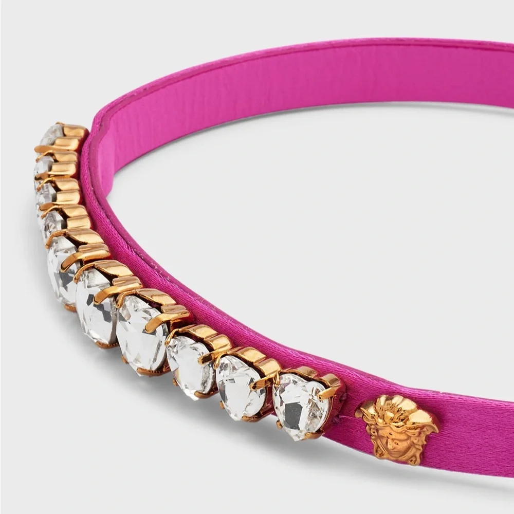 Versace women’s satin silk leather heart shaped crystals chocker necklace NEW - Picture 5 of 14